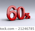 60 percent discount on light background. 3D number 21246785
