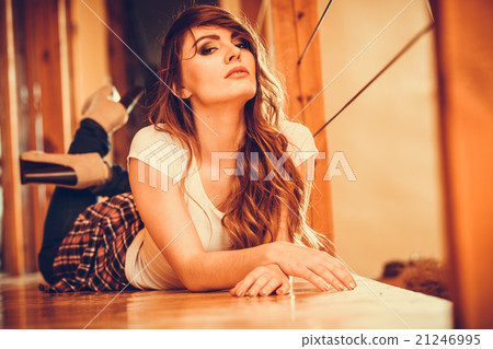 Alluring seductive young woman girl at home. Alluring seductive young woman girl at home. 21246995