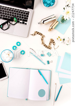 Still life of fashion woman,  blue objects on 21247734