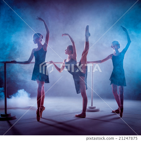 The young ballerinas stretching on the bar The young ballerinas stretching on the bar 21247875