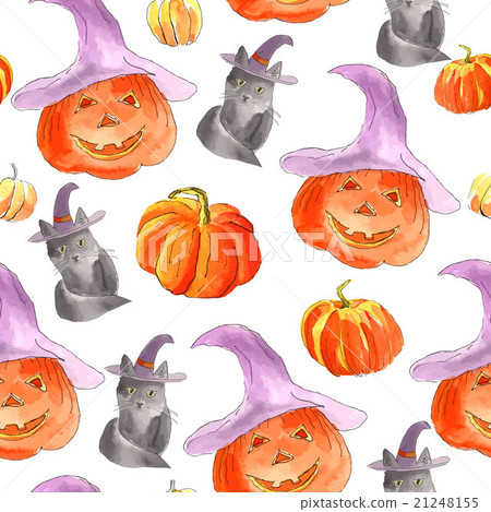 Watercolor halloween of pumpkins. 21248155