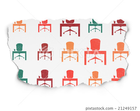 Finance concept: Office icons on Torn Paper Finance concept: Office icons on Torn Paper 21249157
