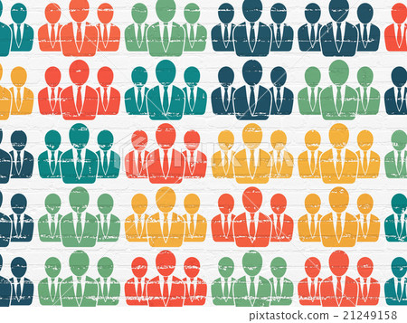 Business concept: Business People icons on wall Business concept: Business People icons on wall 21249158
