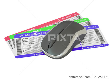 Airline tickets and mouse - Online booking concept 21251160
