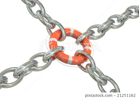 Chain with lifebuoy, business concept 21251162