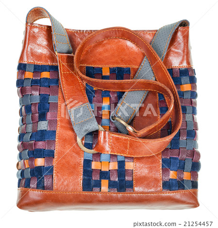 bag sewn from intertwined leather strips isolated 21254457