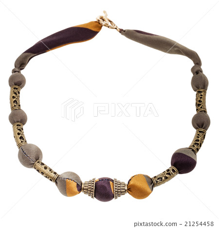 brown necklace from silk balls and brass bead brown necklace from silk balls and brass bead 21254458