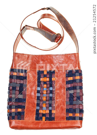 front view of bag from intertwined leatherstrips 21254572