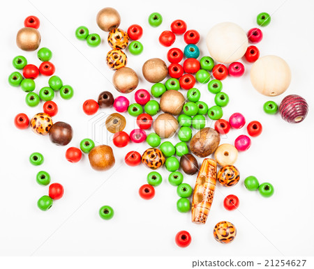top view of many painted wooden beads top view of many painted wooden beads 21254627