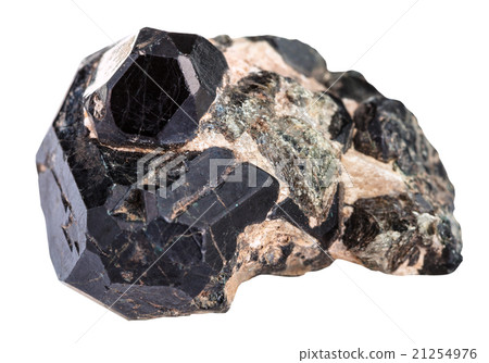 black spinel crystal and green and black diopside 21254976