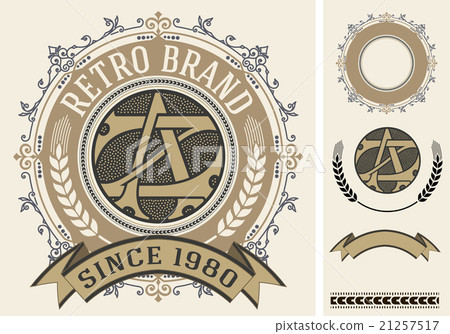 Retro label with monogram and elements 21257517
