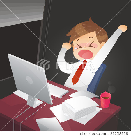 Businessman working overtime late night in office Businessman working overtime late night in office 21258328