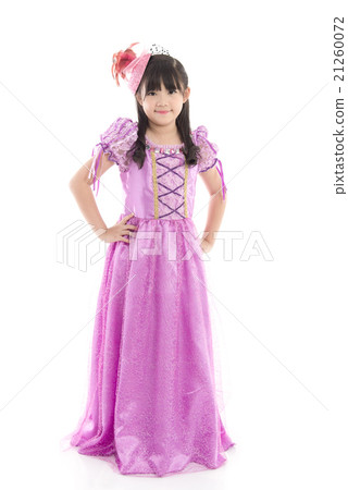 Asian girl in princess dress on white background Asian girl in princess dress on white background 21260072