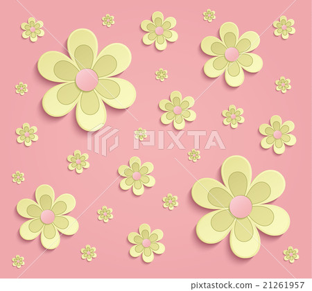 Flowers Spring paper 3D pink yellow vector 21261957