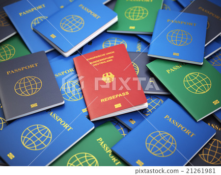 Passport Germany on pile of different passports Passport Germany on pile of different passports 21261981