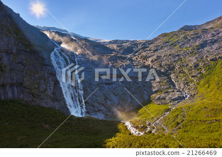 Waterfall near Briksdal glacier - Norway 21266469