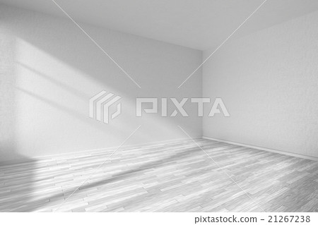 Empty room with white parquet floor and white wall Empty room with white parquet floor and white wall 21267238