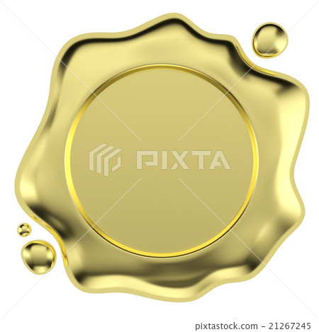 Gold wax seal isolated on white Gold wax seal isolated on white 21267245
