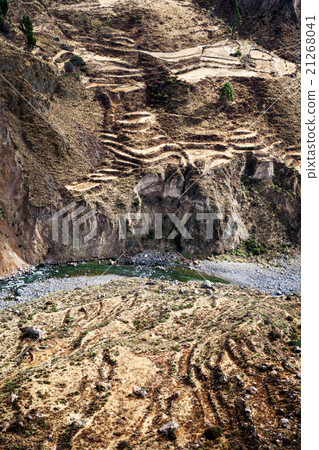 terrace on bank of mountain river 21268041