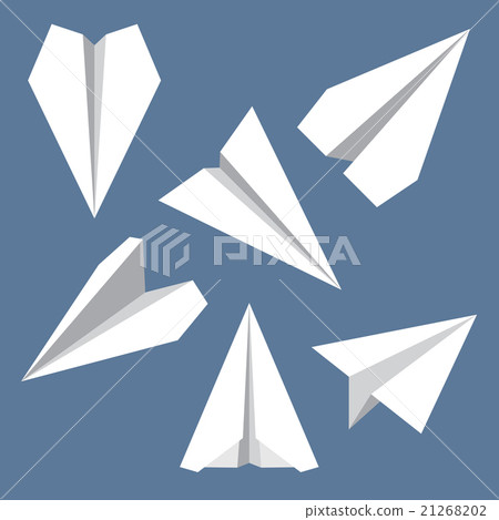 Paper Plane Flat Symbols Set. Origami Airplanes. 21268202
