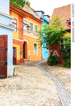 Medieval street view in Sighisoara 21269387
