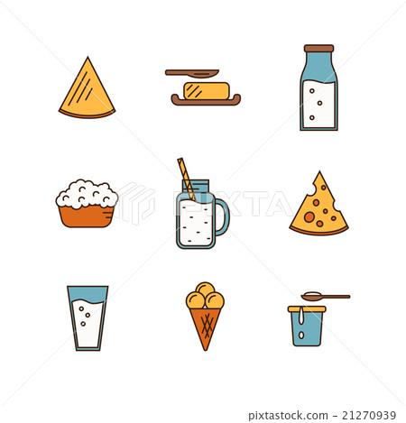 Dairy icon set in line style design. - Stock Illustration [21270939 ...