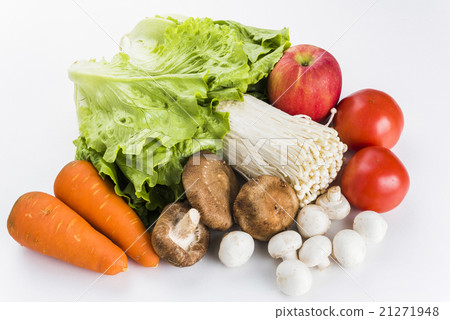 Vegetables and fruits on a white background Vegetables and fruits on a white background 21271948