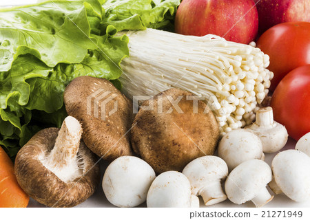 Vegetables and fruits on a white background Vegetables and fruits on a white background 21271949