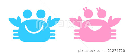 Crab pictogram smile blue peach 21274720