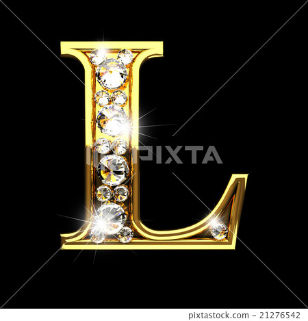 l isolated golden letters with diamonds on black 21276542
