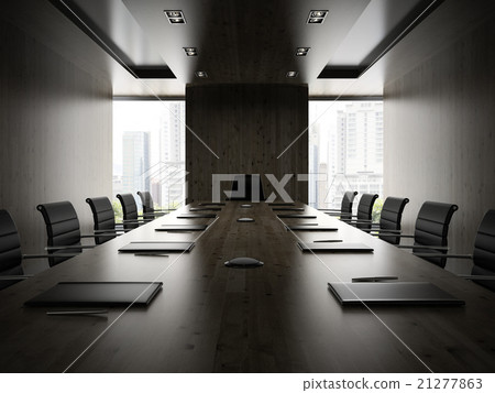 Interiopr of modern boardrooml with black armchair 21277863