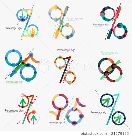 Set of percentage signs, flat design-插圖素材 [21279133] - PIXTA圖庫
