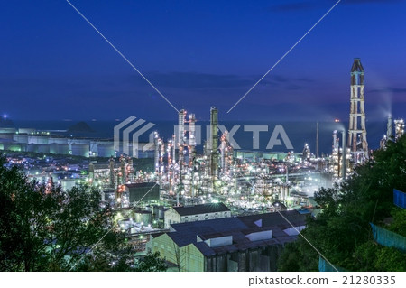 和歌山縣有田市Hatsushima Tonen將軍石油和歌山工廠夜景 21280335