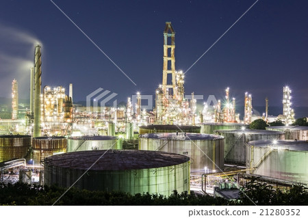 和歌山縣有田市Hatsushima Tonen將軍石油和歌山工廠夜景 和歌山縣有田市Hatsushima Tonen將軍石油和歌山工廠夜景 21280352