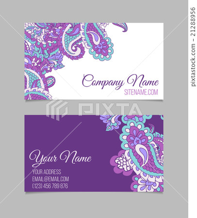 Business card template. Asian paisley 21288956