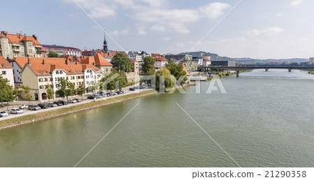 Maribor city and Drava river in Slovenia.  21290358