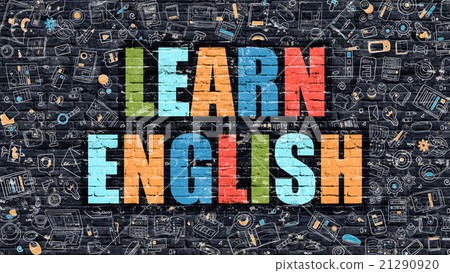 Learn English on Dark Brick Wall. 21290920