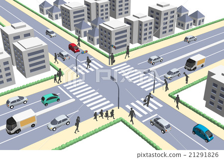 交叉口模型建築車輛行人 21291826