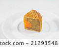Sliced of mooncake on white plate 21293548