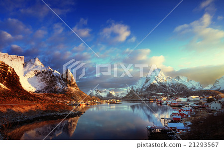 snow in Reine Village, Lofoten Islands, Norway 21293567