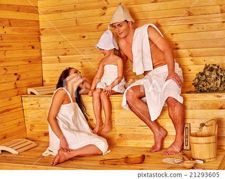 Group people in hat  at sauna. 21293605