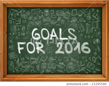 Goals for 2016 Concept. Doodle Icons on Chalkboard 21295580