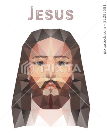Face of Jesus Christ, low poly watercolor vector 21295581