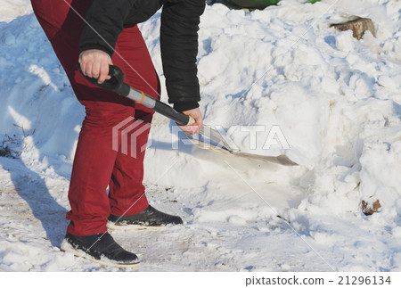 Man shoveling snow close up 21296134