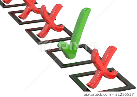 3d checklist with green and red check mark 3d checklist with green and red check mark 21296537