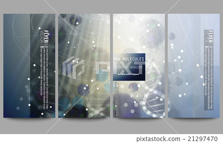 Set of modern flyers. DNA molecule structure on Set of modern flyers. DNA molecule structure on 21297470