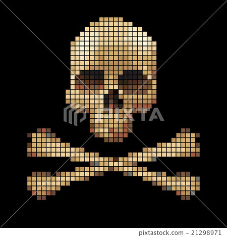 Skull and crossbones collected from pixels. 21298971