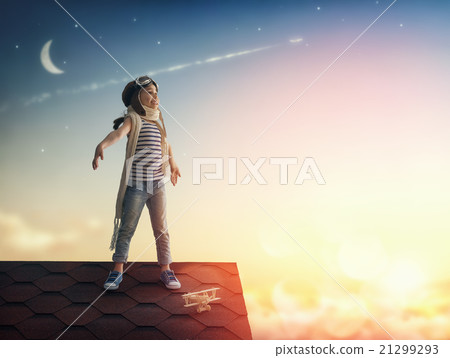 child playing with toy airplane child playing with toy airplane 21299293