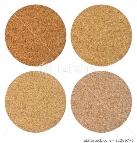 Round Cork Table Coasters on White Background Round Cork Table Coasters on White Background 21299776