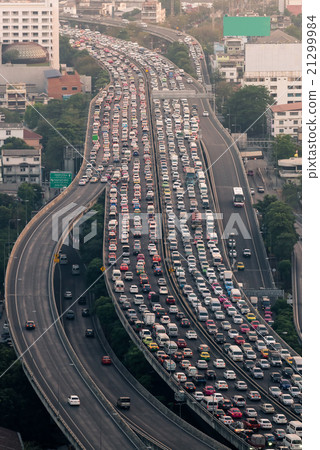 Traffic jam on express way Bangkok, Thailand Traffic jam on express way Bangkok, Thailand 21299984